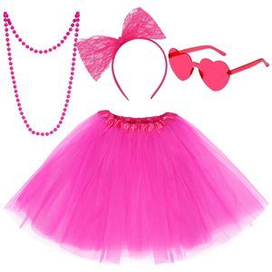 Tulle Tutu Skirt For Women Adults With Bow Headband, Beads Necklace, Heart🙊